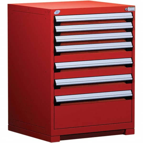 Rousseau Metal - 7 Drawer Flame Red Steel Modular Storage Cabinet - Benchmark Tooling