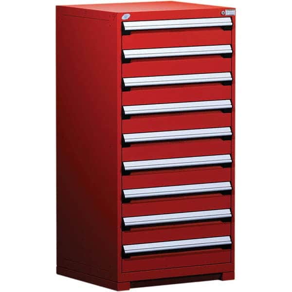 Rousseau Metal - 9 Drawer Flame Red Steel Modular Storage Cabinet - Benchmark Tooling