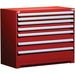 Rousseau Metal - 7 Drawer Flame Red Steel Modular Storage Cabinet - Benchmark Tooling