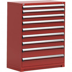 Rousseau Metal - 9 Drawer Flame Red Steel Modular Storage Cabinet - Benchmark Tooling