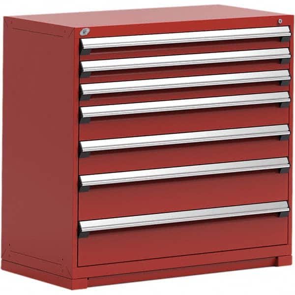 Rousseau Metal - 7 Drawer Flame Red Steel Modular Storage Cabinet - Benchmark Tooling