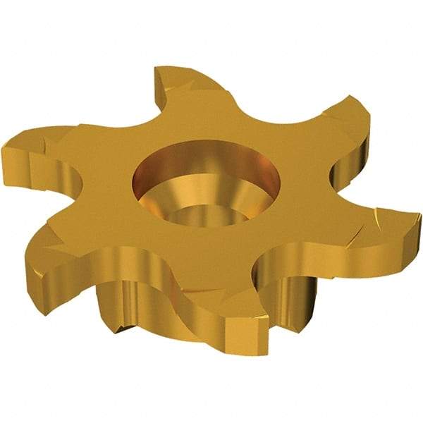 Seco - Carbide Groove Milling Tip Insert - TiN/TiAlN Finish, 6 Flutes, 21.7mm Cutting Diam, 4.5mm Depth of Cut - Benchmark Tooling