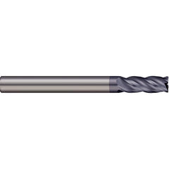 Corner Radius End Mill: 1/8″ Dia, 1/2″ LOC, 0.01″ Radius, 4 Flutes, Solid Carbide 1-1/2″ OAL, 1/8″ Shank Dia, 38 ° Helix, AlTiN Coated, Corner Radius End, Centercutting