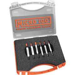 Micro 100 - Boring Bar Sets; Shank Diameter (Inch): 3/16 ; Minimum Bore Diameter - Smallest Bar (Inch): .120 ; Minimum Bore Diameter - Largest Bar (Inch): 0.1600 ; Maximum Bore Depth - Smallest Bar (Inch): 1/2 ; Maximum Bore Depth - Exact Industrial Supply