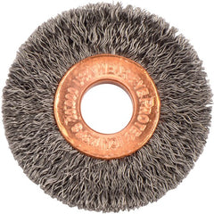 1-1/2″ Small Diameter Crimped Wire Wheel, .008″ Steel Fill, 3/8″ Arbor Hole - Benchmark Tooling