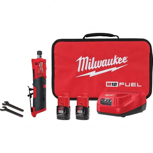 Milwaukee Tool - 1/4" Collet, 20,000 RPM, Straight, Electric Die Grinder - Benchmark Tooling