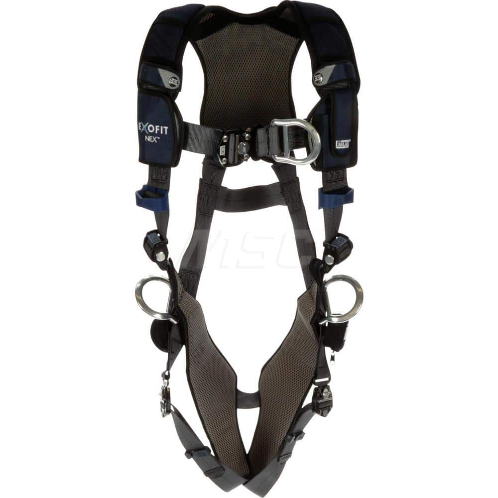 Fall Protection Harnesses: 420 Lb, Vest Style, Size 2X-Large, Polyester Dual Lock Quick-Connect Chest Strap