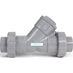 Hayward - Check Valves; Design: Y-Pattern; True Union Ball Check ; Tube Outside Diameter (mm): 38.100 ; Pipe Size (Inch): 1-1/2 ; Tube Outside Diameter (Inch): 1-1/2 ; End Connections: Threaded ; Material: PVC - Exact Industrial Supply