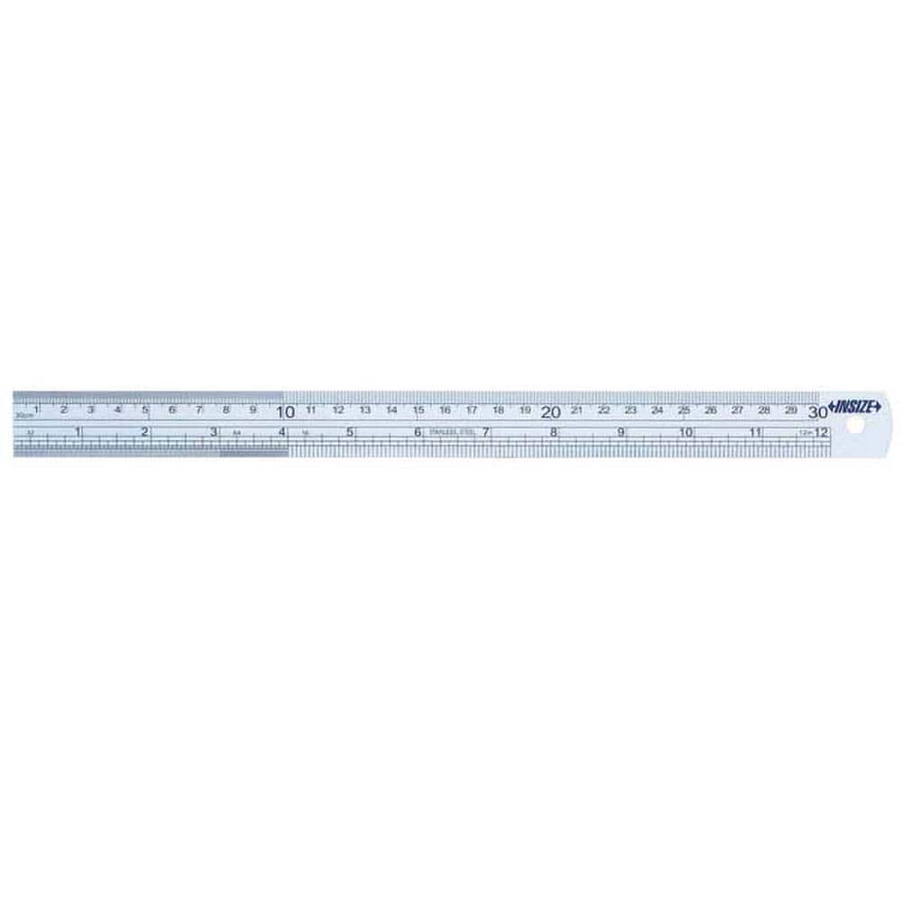 Insize USA LLC - Steel Rules; Length (Inch): 8 ; Length (mm): 200.00 ; Graduation Style: Inch/Metric ; Flexibility: Rigid ; Width (Decimal Inch): 0.7090 ; Width (Inch): 45/64 - Exact Industrial Supply