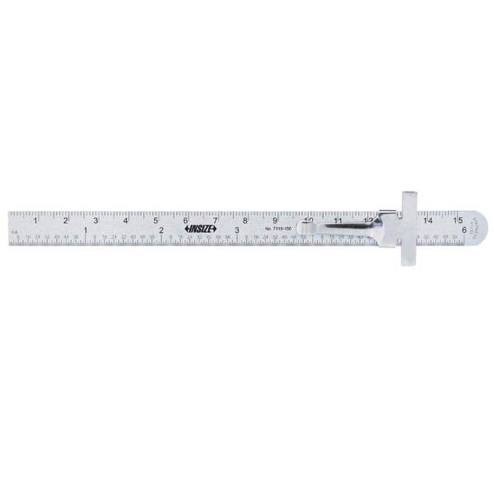 Insize USA LLC - Steel Rules; Length (Inch): 6 ; Length (mm): 150.00 ; Graduation Style: Inch/Metric ; Flexibility: Rigid ; Width (Decimal Inch): 0.4720 ; Width (Inch): 15/32 - Exact Industrial Supply