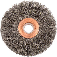 2-1/2″ Small Diameter Crimped Wire Wheel, .014″ Steel Fill, 1/2″-3/8″ Arbor Hole - Benchmark Tooling