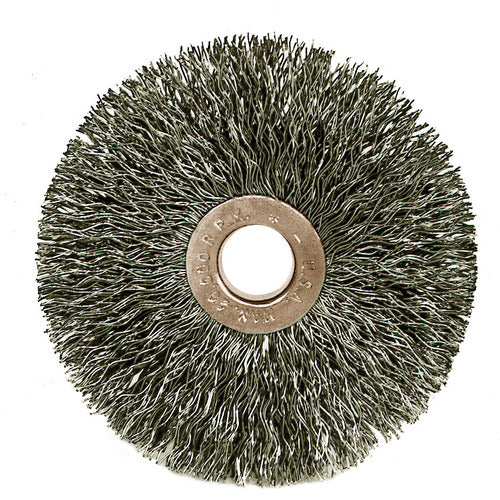 3″ Small Diameter Crimped Wire Wheel, .0104″ Steel Fill, 1/2″ Arbor Hole - Benchmark Tooling