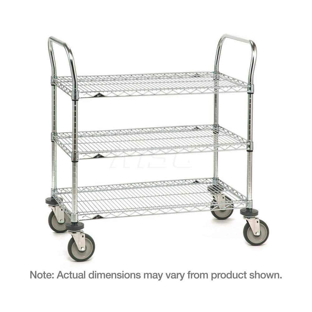 Metro - Carts; Type: Utility ; Load Capacity (Lb.): 900.000 ; Number of Shelves: 3 ; Width (Inch): 18 ; Length (Inch): 36 ; Height (Inch): 39 - Exact Industrial Supply