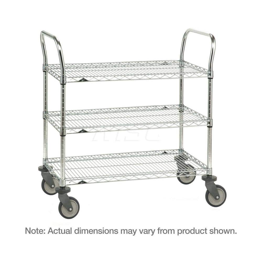 Metro - Carts; Type: Utility ; Load Capacity (Lb.): 900.000 ; Number of Shelves: 3 ; Width (Inch): 24 ; Length (Inch): 36 ; Height (Inch): 39 - Exact Industrial Supply