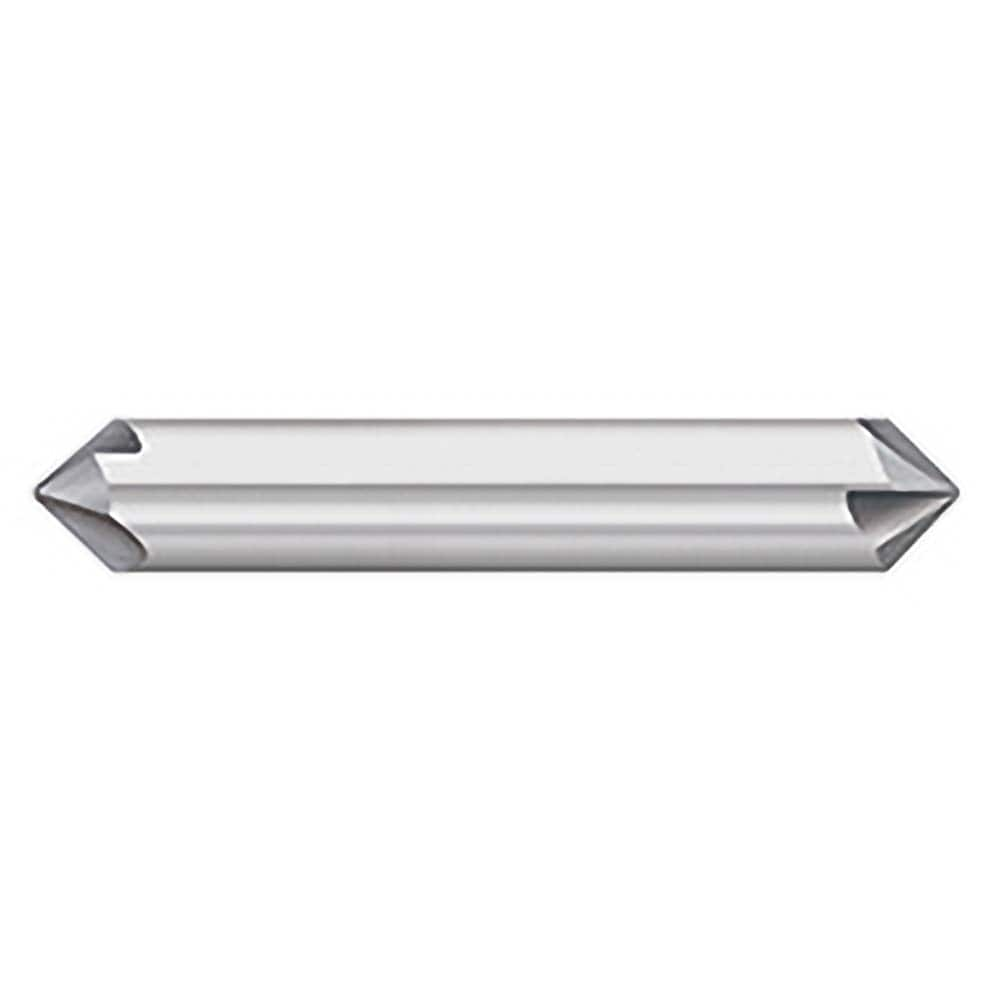 Titan USA - Chamfer Mills; Cutter Head Diameter (Inch): 1/8 ; Included Angle B: 49 ; Included Angle A: 82 ; Chamfer Mill Material: Solid Carbide ; Chamfer Mill Finish/Coating: Uncoated ; Overall Length (Inch): 2 - Exact Industrial Supply