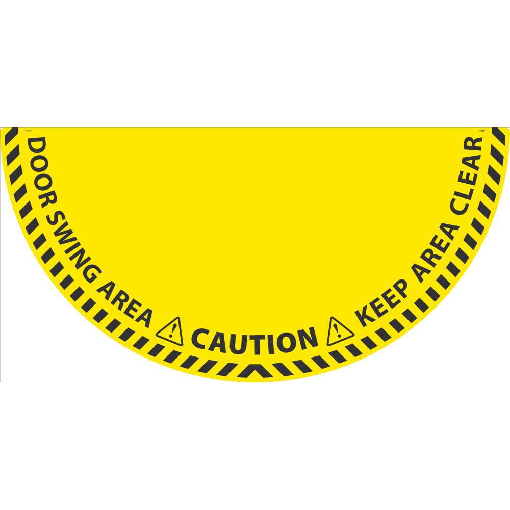 NMC - Adhesive Backed Floor Signs; Message Type: Workplace/Safety ; Graphic Type: Doorway ; Message or Graphic: DOOR SWING AREA, KEEP AREA CLEAR ; Legend: DOOR SWING AREA, KEEP AREA CLEAR ; Color: Yellow; Black ; Special Color Properties: No Special Colo - Exact Industrial Supply