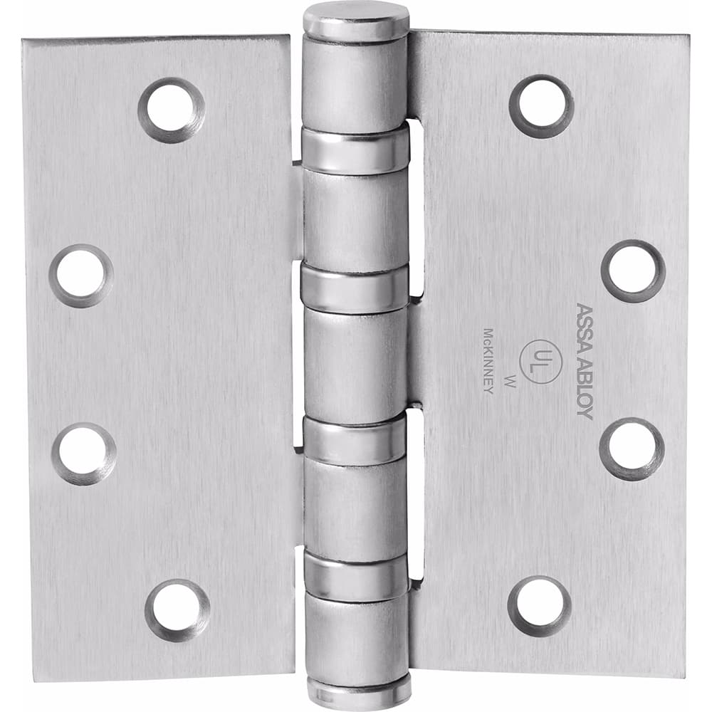 Yale - Commercial Hinges; Length (Inch): 4-1/2 ; Thickness (Decimal Inch): 0.1800 ; Minimum Thickness: 4.5720 (mm); Number of Knuckles: 5.000 ; Stanley Finish Code: US26D ; Finish/Coating: US26D - Exact Industrial Supply