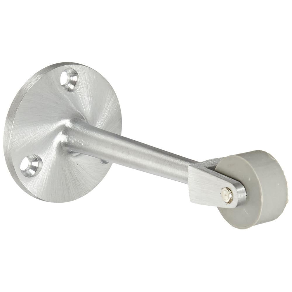 Rockwood - Stops; Type: Straight Roller Stop ; Finish/Coating: Satin Chrome ; Projection: 4-9/16 (Inch); Mount Type: Floor - Exact Industrial Supply