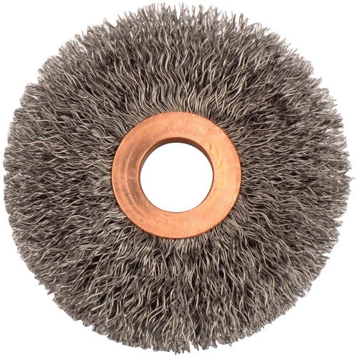 3″ Small Diameter Crimped Wire Wheel, .0118″ Steel Fill, 5/8″ Arbor Hole - Benchmark Tooling