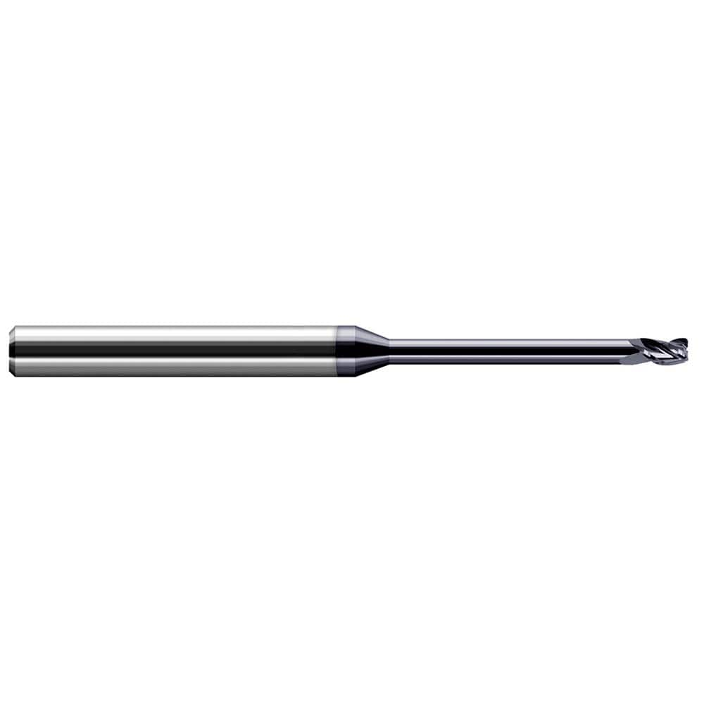 Corner Radius End Mill: 0.078″ Dia, 0.118″ LOC, 0.005″ Radius, 3 Flutes, Solid Carbide 2-1/2″ OAL, 1/8″ Shank Dia, 30 ° Helix, AlTiN Coated, Corner Radius End