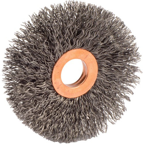 3″ Small Diameter Crimped Wire Wheel, .014″ Steel Fill, 5/8″ Arbor Hole - Benchmark Tooling