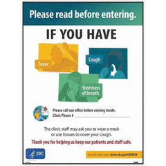 NMC - "Please Read Before Entering - If You Have Fever Cough Shortness of Breath Please Call Our Office Before Coming Inside", 18" Wide x 24" High, Paper Safety Sign - Benchmark Tooling