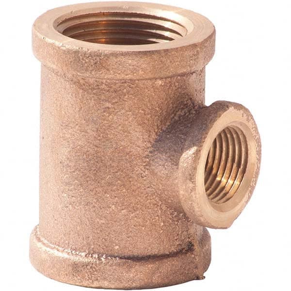 Merit Brass - Brass & Chrome Pipe Fittings Type: Reducing Tee Fitting Size: 2 x 2 x 1-1/4 - Benchmark Tooling