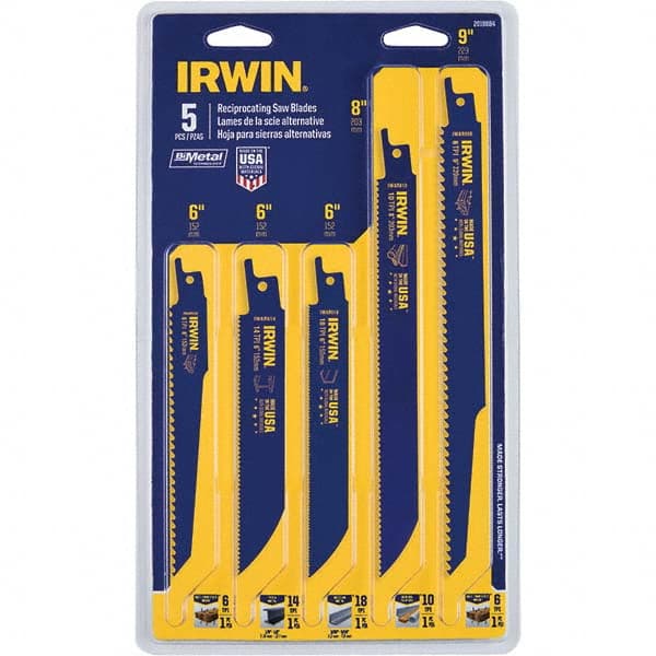 Irwin - Reciprocating Saw Blade Sets Blade Material: Bi-Metal Minimum Blade Length (Inch): 6 - Benchmark Tooling