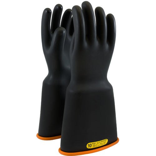 ‎159-2-16/12 - Novax - Natural Rubber Insulating Glove - Class 2 - 16″ - Black/Orange - Bell Cuff - Exact Industrial Supply