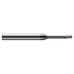 Ball End Mill: 0.1562″ Dia, 0.234″ LOC, 3 Flute, Solid Carbide 3″ OAL, 3/16″ Shank Dia, 30 ° Helix, AlTiN Coated, Single End