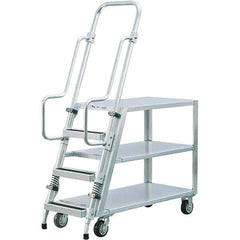 New Age Industrial - 69-1/2" High 800 Lb Capacity 3 Step Stock-Picking Ladder - Benchmark Tooling