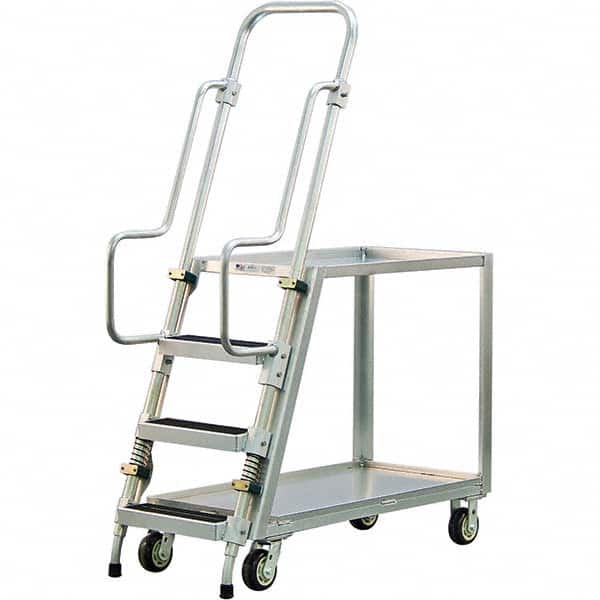 New Age Industrial - 69-1/2" High 800 Lb Capacity 3 Step Stock-Picking Ladder - Benchmark Tooling