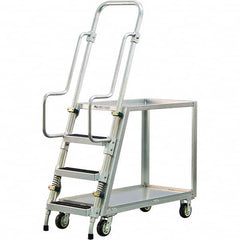 New Age Industrial - 69-1/2" High 800 Lb Capacity 3 Step Stock-Picking Ladder - Benchmark Tooling