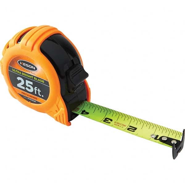 Keson - 25' x 1" Hi-Vis Yellow/White Blade Tape Measure - Benchmark Tooling