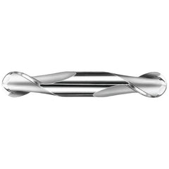 1.5 mm Dia. × 3 mm Shank × 3 mm DOC × 38 mm OAL, Carbide TiN, Spiral , 2 Flute, 30° Helix, Ballnose End Mill - Exact Industrial Supply