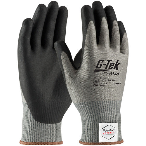 16-X320/XL Coated Gloves w/Polykor - G-Tek PolyKor Xrystal - S&P Blended 13 Gauge - Nitrile Foam - ANSI A4 - Exact Industrial Supply