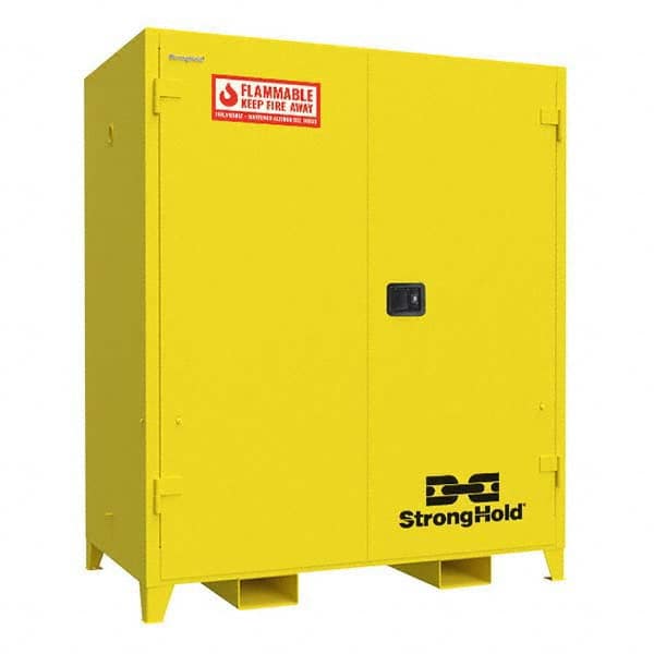 Strong Hold - Safety Cabinets Hazardous Chemical Type: Flammable and Combustible Liquids Color: Yellow - Exact Industrial Supply