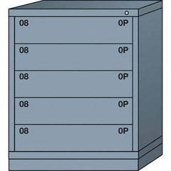 Lyon - 5 Drawer, Standard Mid-Range - Multiple Drawer Access Cabinet - Steel, 30" Wide x 28-1/4" Deep x 37-15/79" High, Dove Gray - Benchmark Tooling