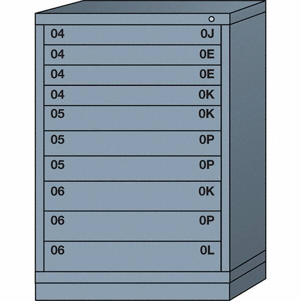 Lyon - 10 Drawer, Standard Counter - Multiple Drawer Access Cabinet - Steel, 30" Wide x 28-1/4" Deep x 44-1/4" High, Dove Gray - Benchmark Tooling