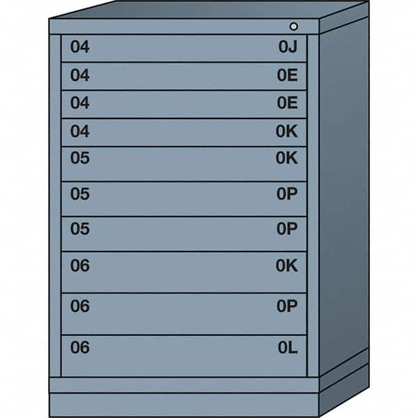 Lyon - 10 Drawer, Standard Counter - Single Drawer Access Cabinet - Steel, 30" Wide x 28-1/4" Deep x 44-1/4" High, Dove Gray - Benchmark Tooling
