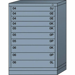 Lyon - 10 Drawer, Standard Counter - Multiple Drawer Access Cabinet - Steel, 30" Wide x 28-1/4" Deep x 44-1/4" High, Dove Gray - Benchmark Tooling