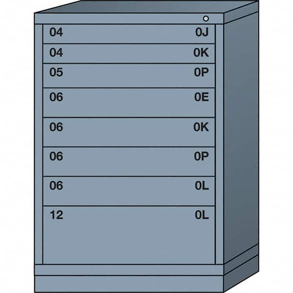 Lyon - 8 Drawer, Standard Counter - Multiple Drawer Access Cabinet - Steel, 30" Wide x 28-1/4" Deep x 44-1/4" High, Dove Gray - Benchmark Tooling