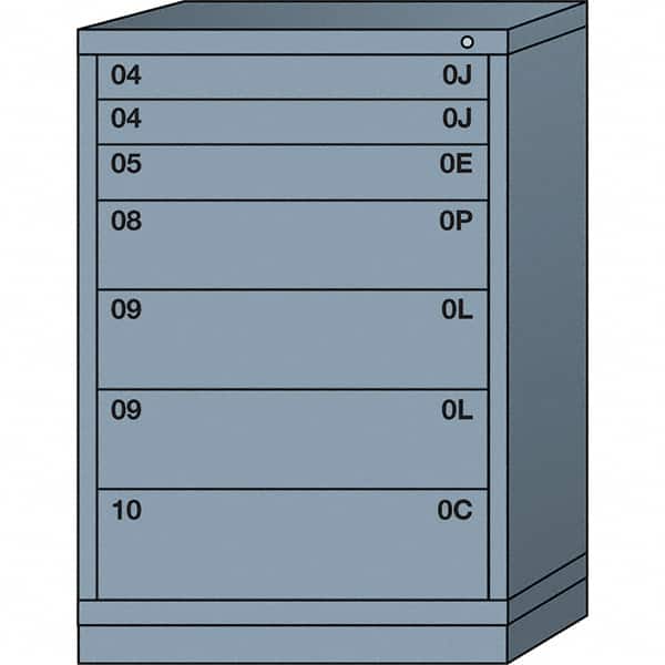 Lyon - 7 Drawer, Standard Counter - Multiple Drawer Access Cabinet - Steel, 30" Wide x 28-1/4" Deep x 44-1/4" High, Dove Gray - Benchmark Tooling
