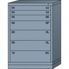 Lyon - 7 Drawer, Standard Counter - Single Drawer Access Cabinet - Steel, 30" Wide x 28-1/4" Deep x 44-1/4" High, Dove Gray - Benchmark Tooling