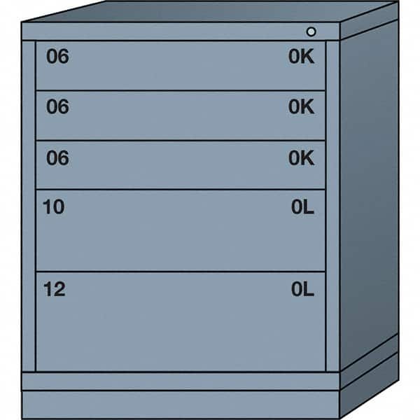 Lyon - 5 Drawer, Standard Mid-Range - Single Drawer Access Cabinet - Steel, 30" Wide x 28-1/4" Deep x 37-15/79" High, Dove Gray - Benchmark Tooling