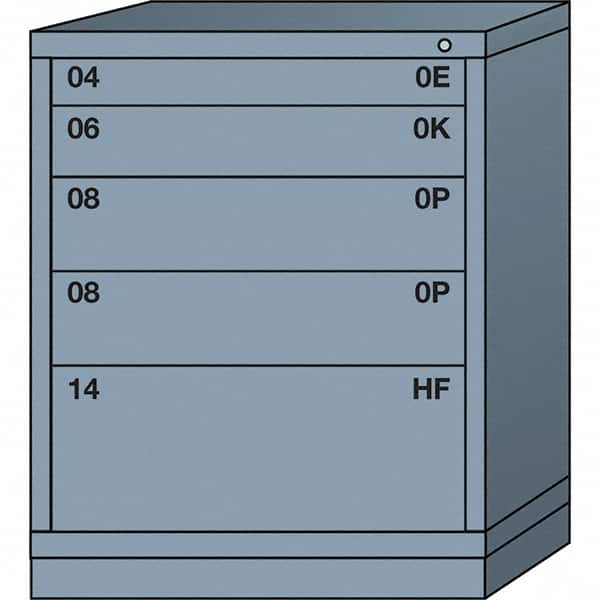 Lyon - 5 Drawer, Standard Mid-Range - Multiple Drawer Access Cabinet - Steel, 30" Wide x 28-1/4" Deep x 37-15/79" High, Dove Gray - Benchmark Tooling
