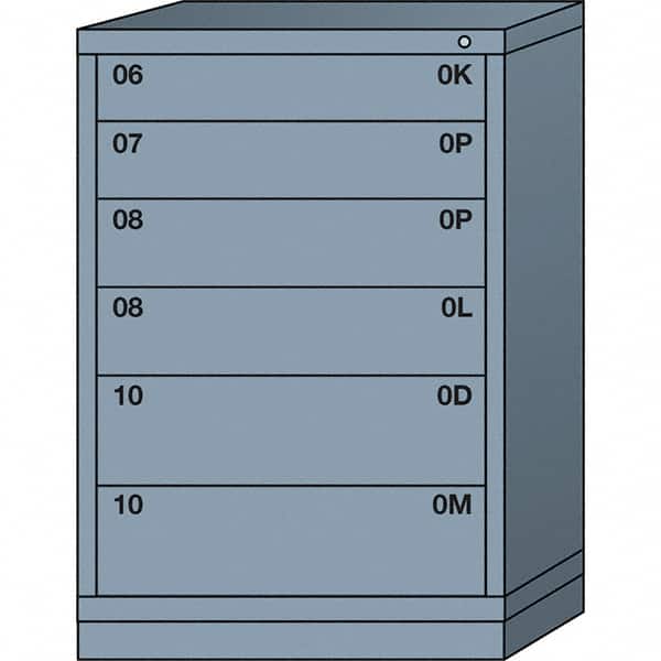 Lyon - 6 Drawer, Standard Counter - Multiple Drawer Access Cabinet - Steel, 30" Wide x 28-1/4" Deep x 44-1/4" High, Dove Gray - Benchmark Tooling