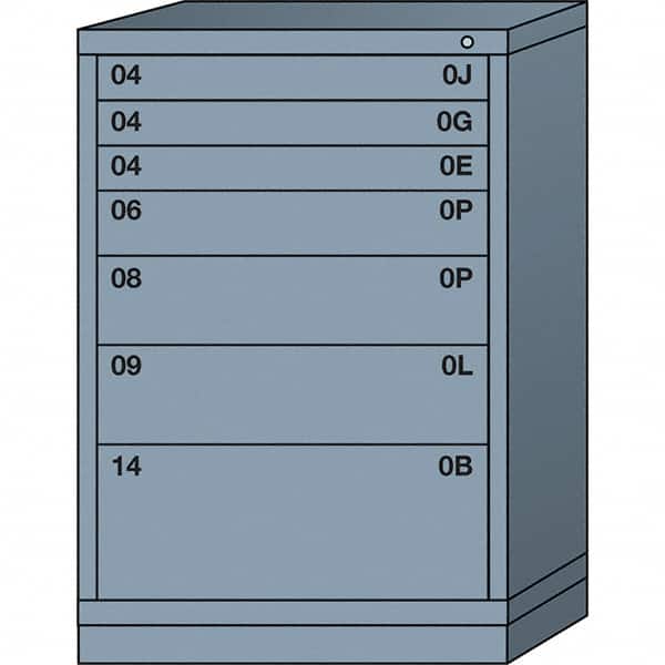 Lyon - 7 Drawer, Standard Counter - Multiple Drawer Access Cabinet - Steel, 30" Wide x 28-1/4" Deep x 44-1/4" High, Dove Gray - Benchmark Tooling