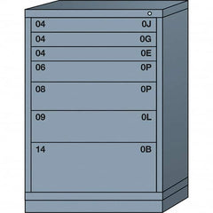 Lyon - 7 Drawer, Standard Counter - Single Drawer Access Cabinet - Steel, 30" Wide x 28-1/4" Deep x 44-1/4" High, Dove Gray - Benchmark Tooling