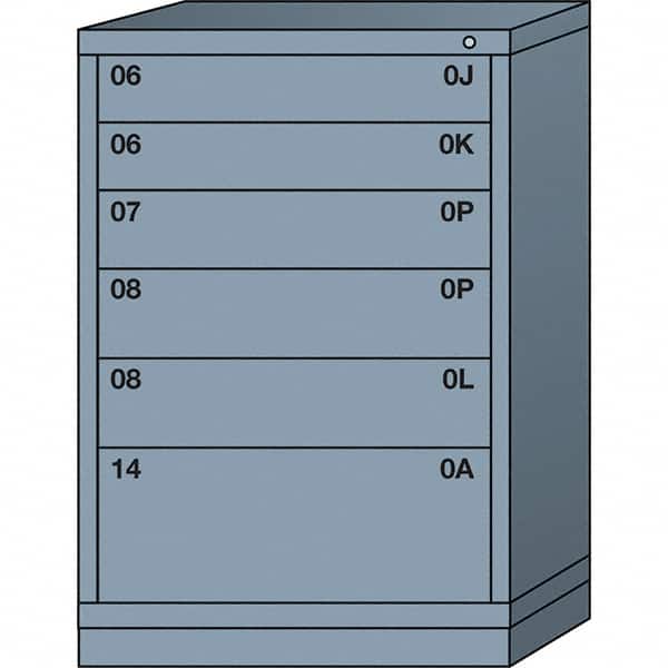 Lyon - 6 Drawer, Standard Counter - Single Drawer Access Cabinet - Steel, 30" Wide x 28-1/4" Deep x 44-1/4" High, Dove Gray - Benchmark Tooling
